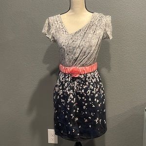 Asymmetrical neckline silk dress